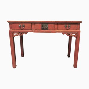 Red Lacquered Side Table or Desk, 1900s