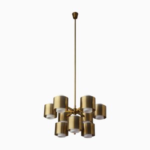 Brass Chandelier attributed to Holger Johansson, Sweden, 1960s