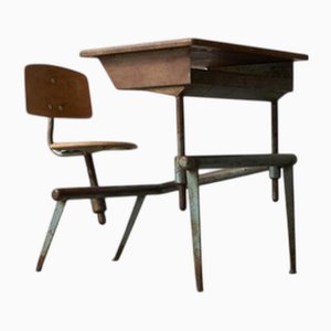 Vintage Nr. 800 Einsitziger Schulschreibtisch von Jean Prouvé, 1952