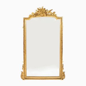 Large Antique 19th Century Louis XVI French Giltwood Pier Mirror