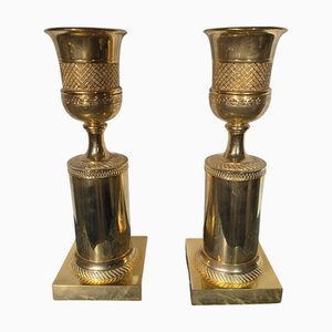 Calici in bronzo dorato, Francia, anni '50, set di 2