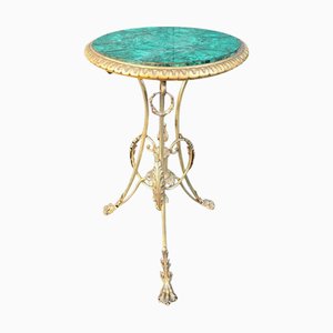 Italienischer Tisch aus Malachit & Vergoldeter Bronze, 19. Jh.