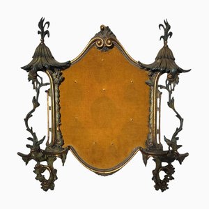 Italian Carved and Painted Wooden Pagoda Medal Display Panel, 1880