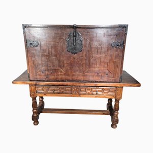 Spanish Walnut Cabinet with Marquetry Interior, 1680s