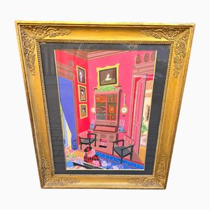 A. Tilman, Clown Playing the Piano, 1980, Acquarello, Incorniciato