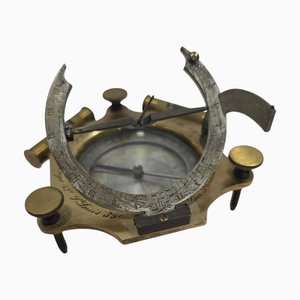 Tragbare gravierte Amerikanische Sonnenuhr aus Bronze, 1880