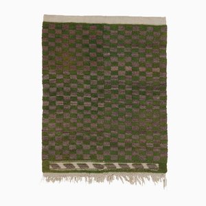 Vintage Turkish Tulu Rug with Beige-Green Geometric Checkered Pattern by Rug&Kilim