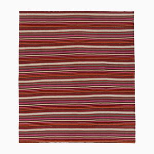 Vintage Bidjar Kilim with Bold Striped Pattern in Red and Pink by Rug&Kilim