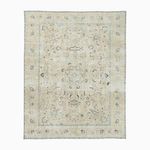 Vintage Tabriz Teppich mit Blumenmuster in Beige und Himmelblau von Rug&Kilim
