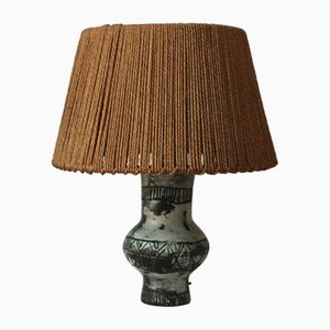 French Ceramic Table Lamp with Geometric Engraving by the Jacques Blin, 1950s
