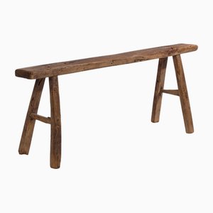 Antique Elm Wood Bench, 1870