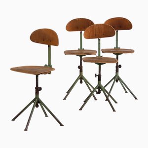 Vintage Industrial Style Workshop Stools, 1950, Set of 4