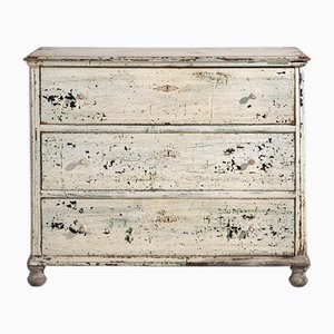 Cassettiera grande vintage con patina bianca, 1920