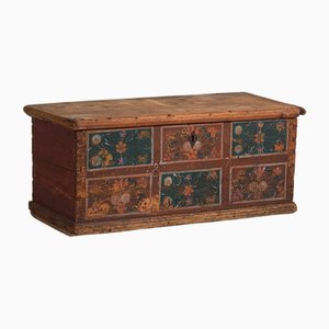 Antique Storage Trunk with Floral Decoration, 1895