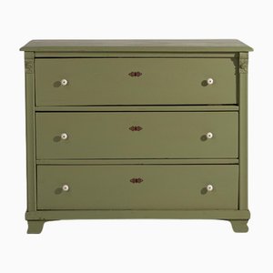 Antique Olive Green Chest of Drawers, 1920s