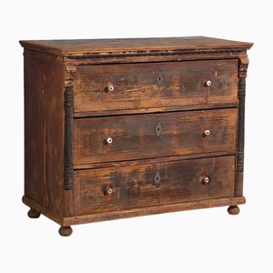 Cassettiera antica con maniglie in porcellana, anni '20