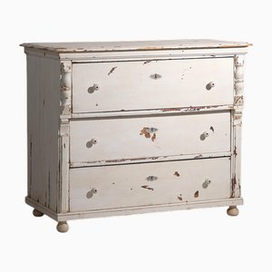 Cajonera antigua estilo provenzal blanca, años 20