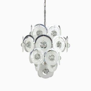 Lampadario vintage a forma di disco in vetro di Murano di Vistosi, Italia, anni '60