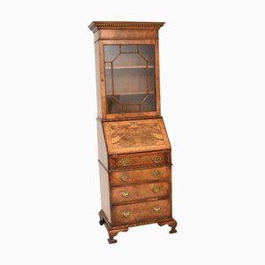 Georgian Burr Walnut Bureau Bookcase, 1950s