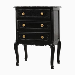 Commode Louis XV en Chêne Laqué Noir, France, 1950s