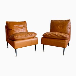 Poltrone Mid-Century moderne in pelle di Afra & Tobia Scarpa per Molteni & C, Italia, anni '70