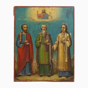 Icon of the Patron Saints of the Holy Matrimony, 19th Century, Paint & Gilt on Wood