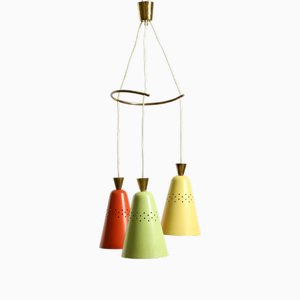 Large Mid-Century 3-Arm Ceiling Lamp, 1950s