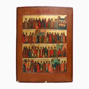 Menaion Icon, Saints of the Month of March, 19th Century, Paint & Gilt on Wood