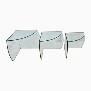 Vintage Satztische aus durchscheinendem Glas, 1980, 3er Set