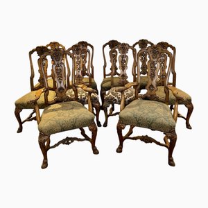 Antique Victorian Walnut Dining Chairs, 1890, Set of 10
