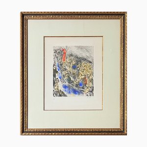Marc Chagall, Moïse fait jaillir leau du rocher, 1958, Acquaforte, Con cornice