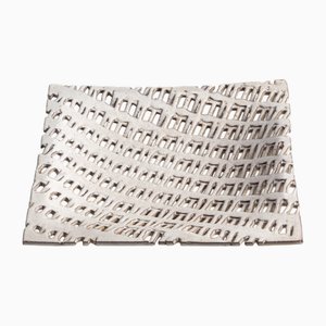 Italienischer Vintage Dekorativer Teller aus glasiertem Steingut von Alessio Tasca, 1977