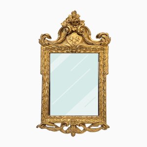 Napoleon III Wall Mirror with Coat of Arms in Carved and Gilded Wood, France, 1880s