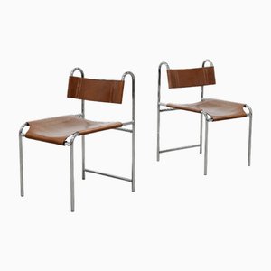 Französische Skulpturale Lederstühle von Pascal Mourgue, 1960er, 2er Set