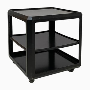 Italian Modern Square Wooden Black Cart, 1970s