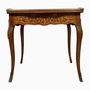 Louis XV Style Marquetry Game Table with Geometric Decoration, 1850s