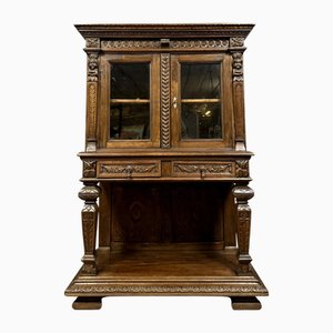Renaissance Style Display Cabinet on Console Table in Oak, 1850s