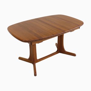 Mesa de comedor extensible danesa vintage ovalada de teca, años 60