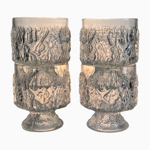 Bicchieri da liquore Ultima Thule Ice Bark Design a forma di calice attribuiti a Tapio Wirkkala per Iittala, Finlandia, anni '60, set di 4