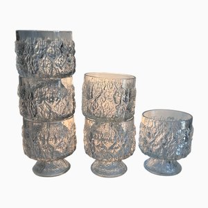 Vasos de licor con diseño de corteza de hielo Ultima Thule atribuidos a Tapio Wirkkala para Iittala, Finlandia, años 60. Juego de 6