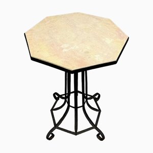 Ceremonial Pedestal Table in Hammered Iron after Edgar Brandt, 1900s