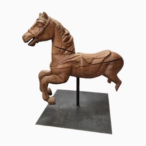 Antique Wooden Carousel Horse on Stand, Late 1800s