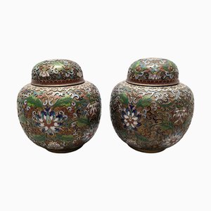 Chinesische Vintage Cloisonne Ingwergläser, 1970er, 2er Set
