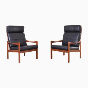 Sillones Mid-Century modernos de teca de Illum Wikkelsø para Niels Eilersen, años 60. Juego de 2