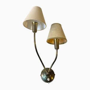 Doppelte italienische Mid-Century Wandleuchten aus Messing, 1950er
