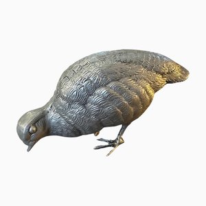 Versilberter Vintage Partridge Briefbeschwerer aus Metall von Gucci, 1980er