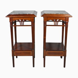 Antique French Sellettes Pedestal Tables in Mahogany, 1890s, Set of 2