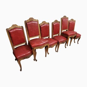 Provençal Louis XV Style Carved Walnut Chairs, 1900s, Set of 6
