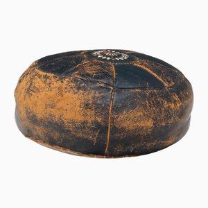 Vintage Leather Pouf, 1930s