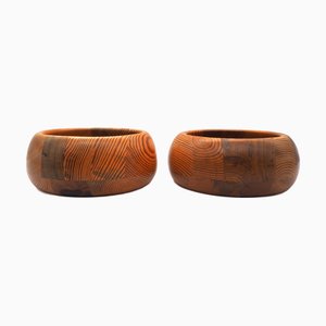Nordic Scandinavian Pine Bowls by Stig Johnsson for Smålandsslöjd Värnamo, 1970s, Set of 2